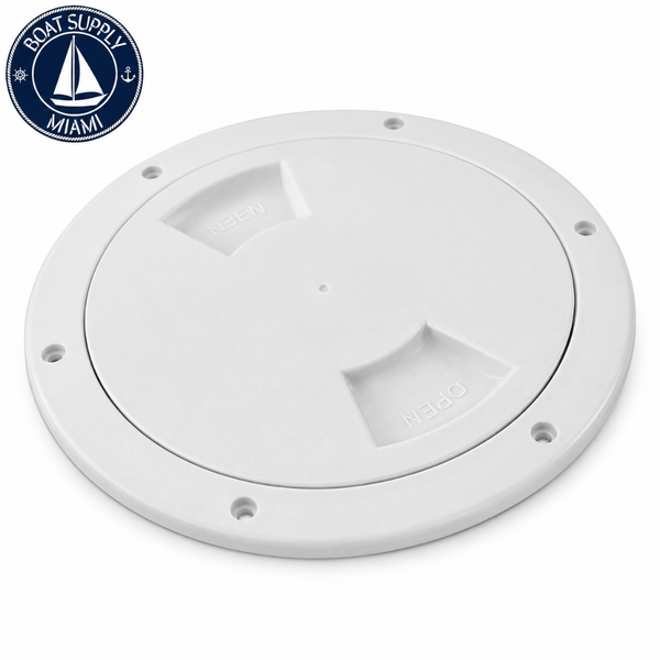 Attwood 12792-1 6" Screw-Out Deck Plate, White Tapa de Inspección Marina Roscada de 6" Blanca Attwood 12792-1