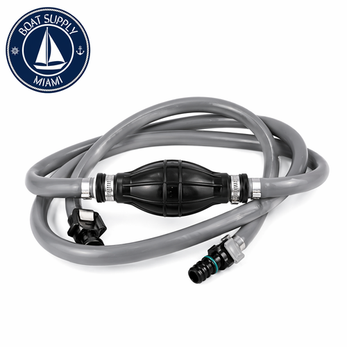Attwood 93806EUS7 Fuel Line Kit with Sprayless Connector 3/8" x 6' Johnson/Evinrude | Pera de Gasolina con Manguera y Conector Sprayless 3/8" x 6' Johnson/Evinrude