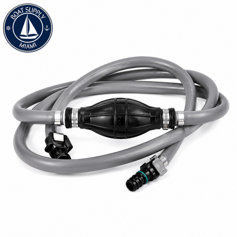 Attwood 93806EUS7 Fuel Line Kit with Sprayless Connector 3/8" x 6' Johnson/Evinrude | Pera de Gasolina con Manguera y Conector Sprayless 3/8" x 6' Johnson/Evinrude