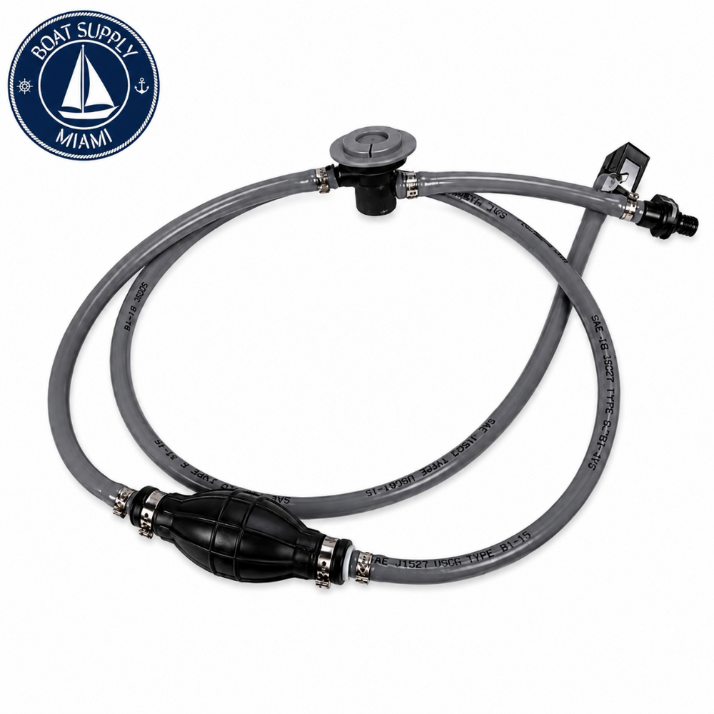 Attwood 93806EUSD7 Fuel Line Kit with Fuel Demand Valve 3/8" x 6' Johnson/Evinrude | Pera de Gasolina con Manguera y Válvula de Demanda 3/8" x 6' Johnson/Evinrude