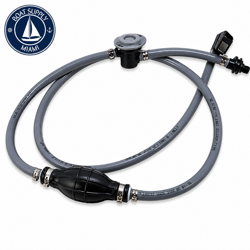 Attwood 93806MUSD7 Fuel Line Kit with Fuel Demand Valve 3/8" x 6' Mercury | Pera de Gasolina con Manguera y Válvula de Demanda 3/8" x 6' Mercury