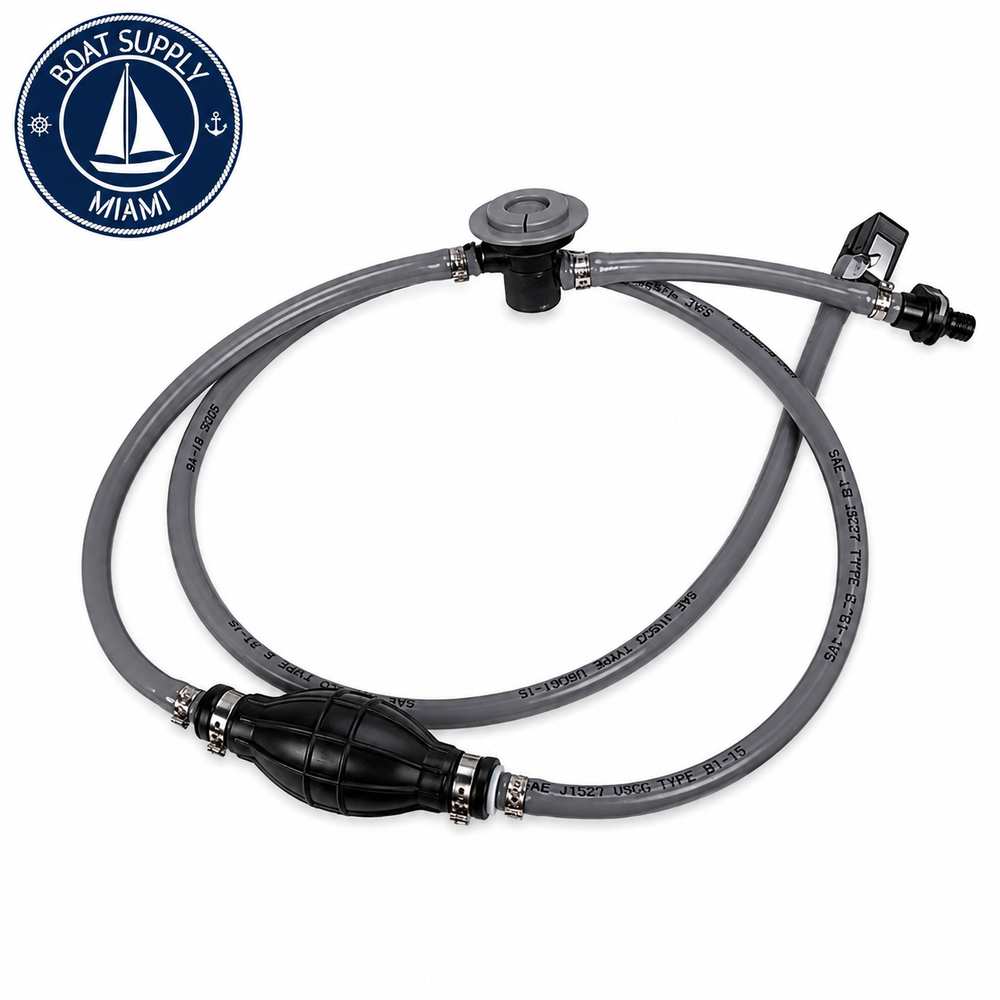 Attwood 93806UUSD7 Fuel Line Kit with Fuel Demand Valve 3/8" x 6' Universal | Pera de Gasolina con Manguera y Válvula de Demanda 3/8" x 6' Universal