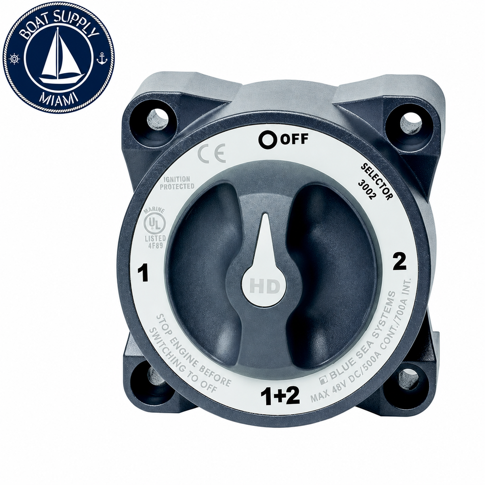 Blue Sea 3002 HD Series Battery Switch Selector 4 Position | Selector de Batería HD Series de 4 Posiciones Blue Sea 3002