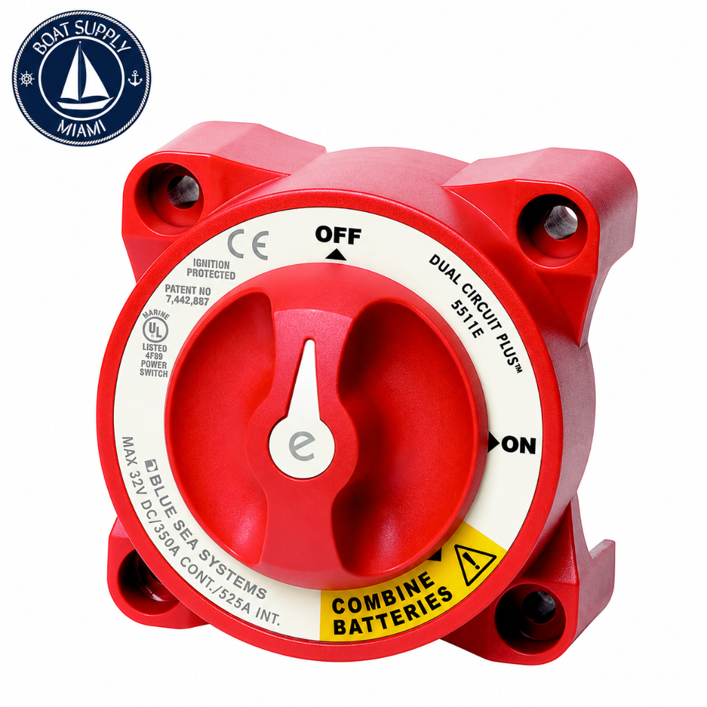 Blue Sea 5511E E Series Dual Circuit Plus Battery Switch | Interruptor de Batería E Series Dual Circuit Plus Blue Sea 5511E