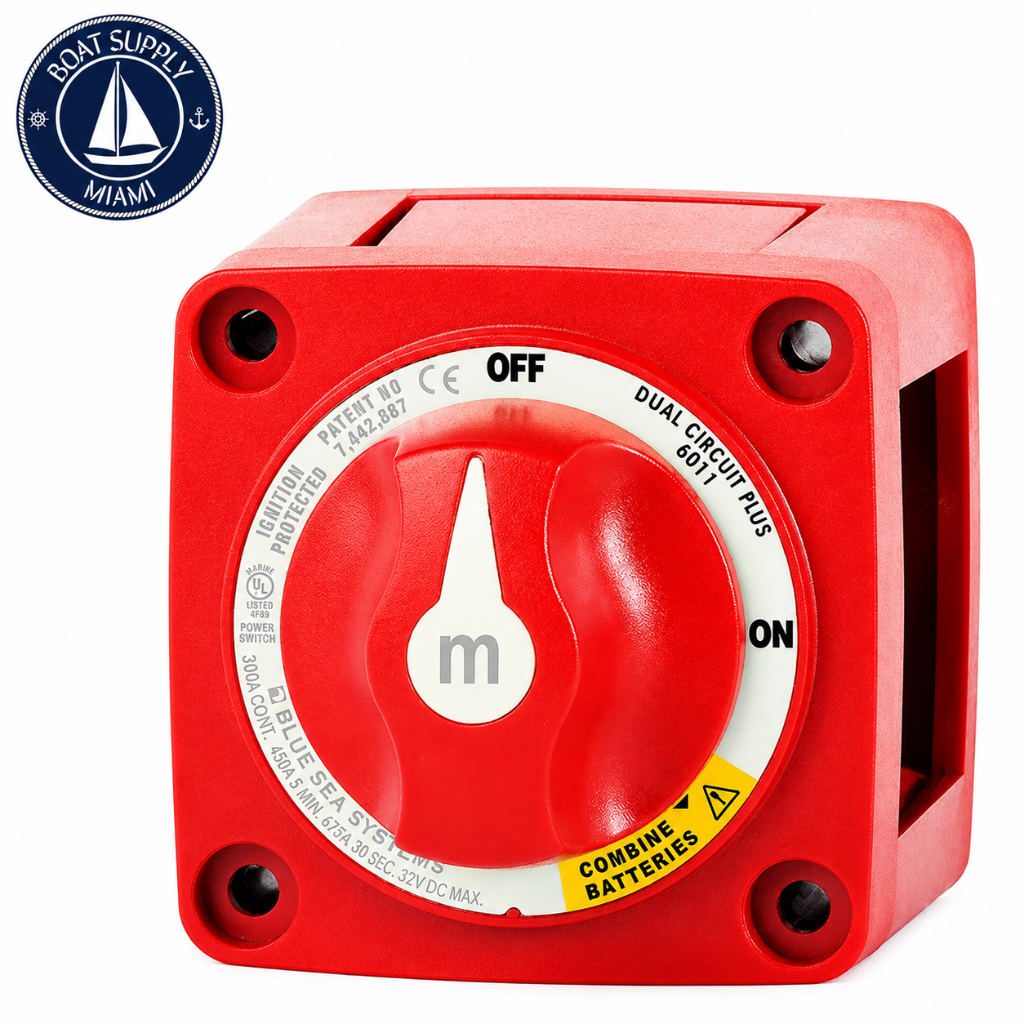 Blue Sea 6010 M Series Dual Circuit Plus Battery Switch On-Off Red | Interruptor de Batería M Series Dual Circuit Plus On-Off Rojo Blue Sea 6010