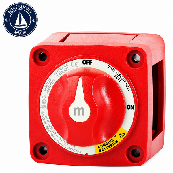 Blue Sea 6011 M Series Dual Circuit Plus Battery Switch On-Off-Both Red | Interruptor de Batería M Series Dual Circuit Plus On-Off-Both Rojo Blue Sea 6011