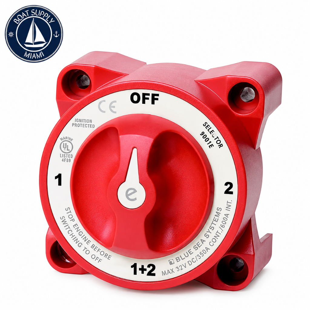 Blue Sea 9002E E Series Battery Switch 1-2-Both-Off with AFD | Interruptor de Batería E Series 1-2-Both-Off con AFD Blue Sea 9002E
