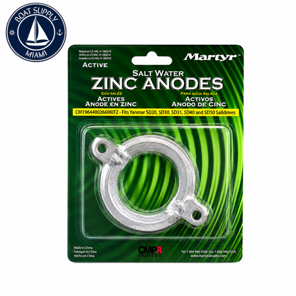 Martyr AP19644002660KITZ Zinc Yanmar Saildrive Split Ring Anode Kit | Kit de Ánodo Split Ring para Saildrive Yanmar de Zinc Martyr AP19644002660KITZ
