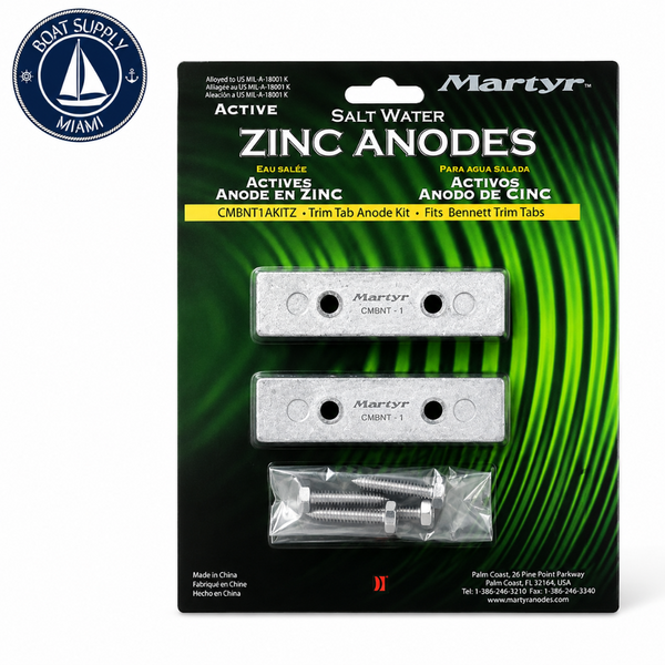 Martyr CMBNT1AKITZ Zinc Bennett Trim Tab Anode Kit | Kit de Ánodos para Trim Tabs Bennett de Zinc Martyr CMBNT1AKITZ