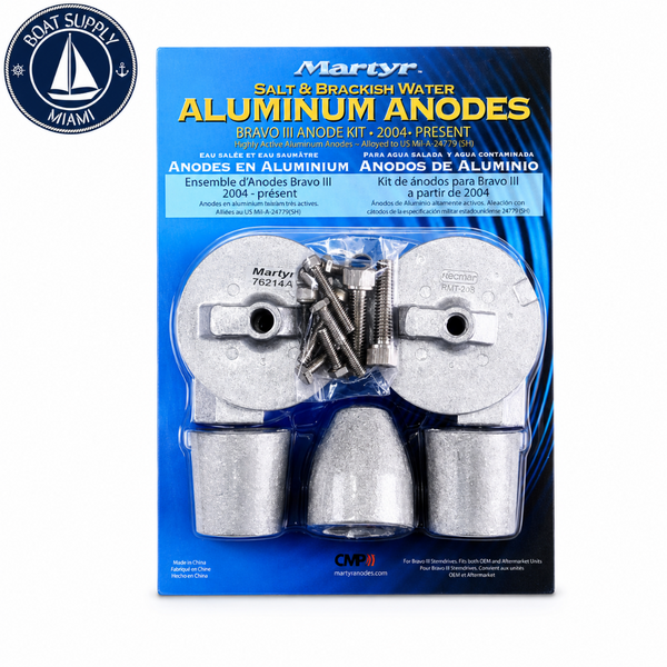 Martyr CMBRAVO3KITA Aluminum Anode Kit - Mercury/MerCruiser Bravo III, 2004-present | Kit de Ánodos de Aluminio Martyr CMBRAVO3KITA - Mercury/MerCruiser Bravo III, 2004-present