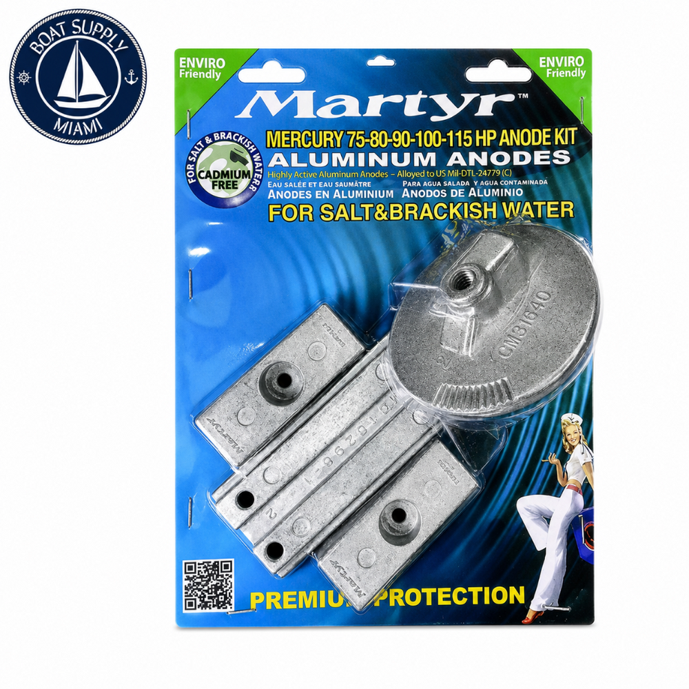 Martyr CMM75115KITM Magnesium Anode Kit - Mercury 75 / 80 / 90 / 100 / 115 HP | Kit de Ánodos de Magnesio Martyr CMM75115KITM - Mercury 75 / 80 / 90 / 100 / 115 HP