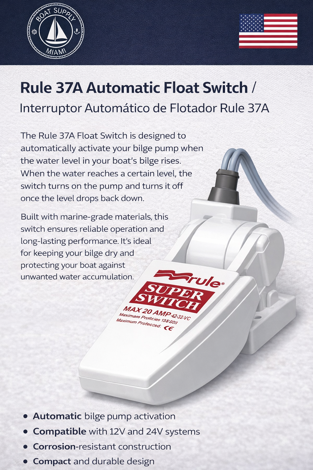 Rule 37A Automatic Float Switch / Interruptor Automático de Flotador Rule 37A.png.png