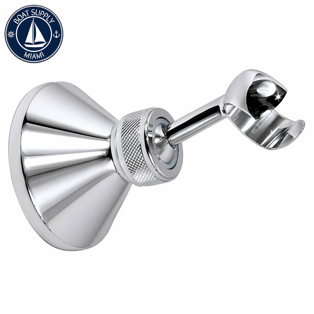Scandvik 10013P Chrome Plated Brass Adjustable Bulkhead Holder for Straight Shower Handles, Swivels 360 Degrees | Grifo Giratorio de Agua Fría Scandvik 10013P