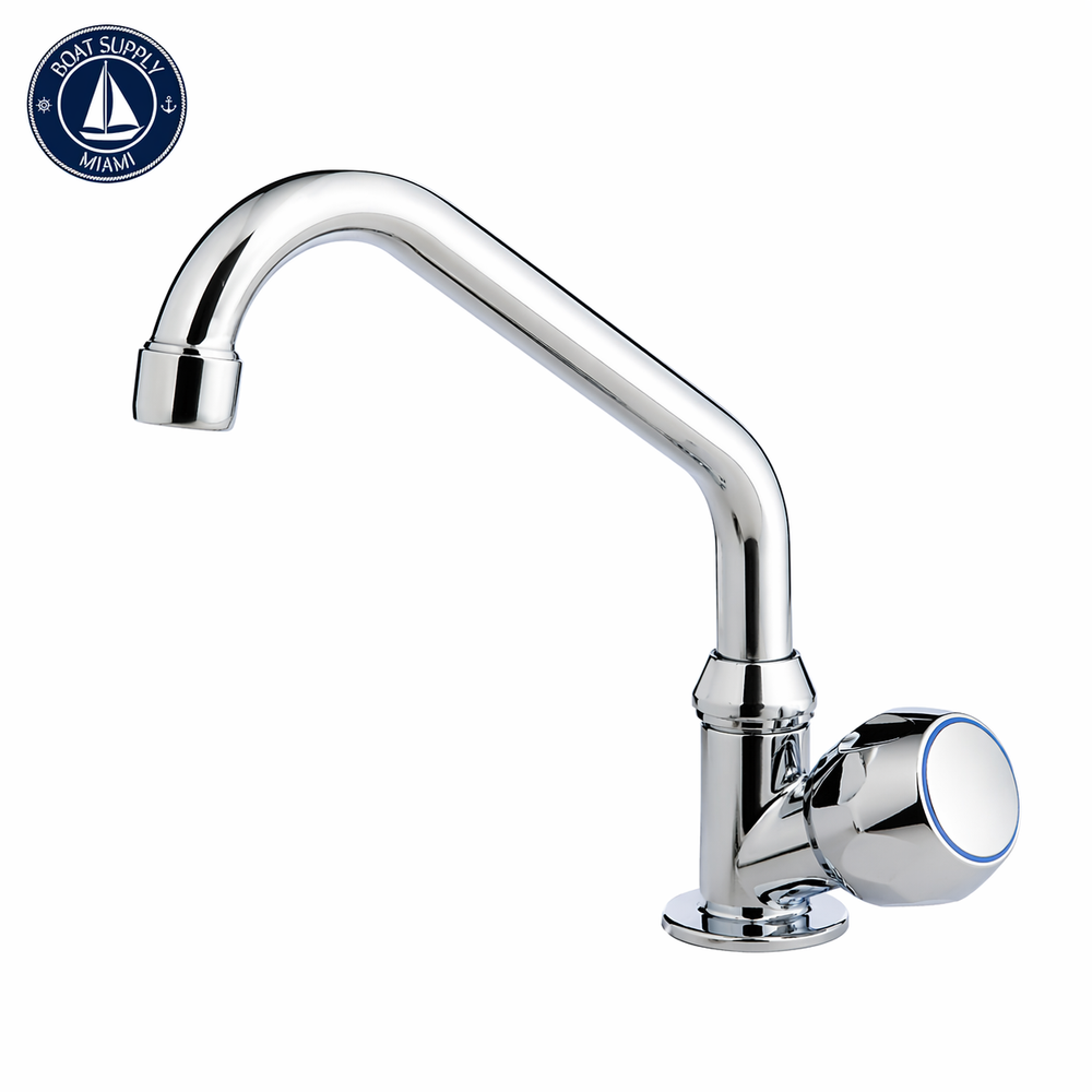 Scandvik 10169P Standard Cold Water Tap With Double Bend Swivel Spout, Standard Knob | Grifo Giratorio de Agua Fría Scandvik 10169P
