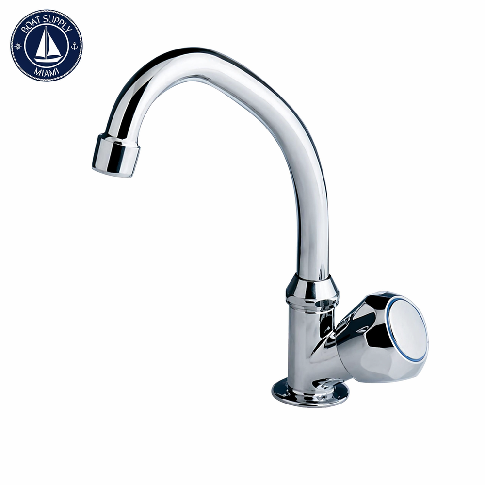 Scandvik 10172P Chrome Plated Brass Standard Cold Water Tap With Swivel Spout and Standard Knob | Grifo Giratorio de Agua Fría Scandvik 10172P