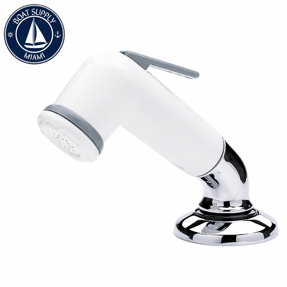 Scandvik 10191P White Standard Elbow Sprayer With 6' White Nylon Hose | Ducha Marina Scandvik 10191P