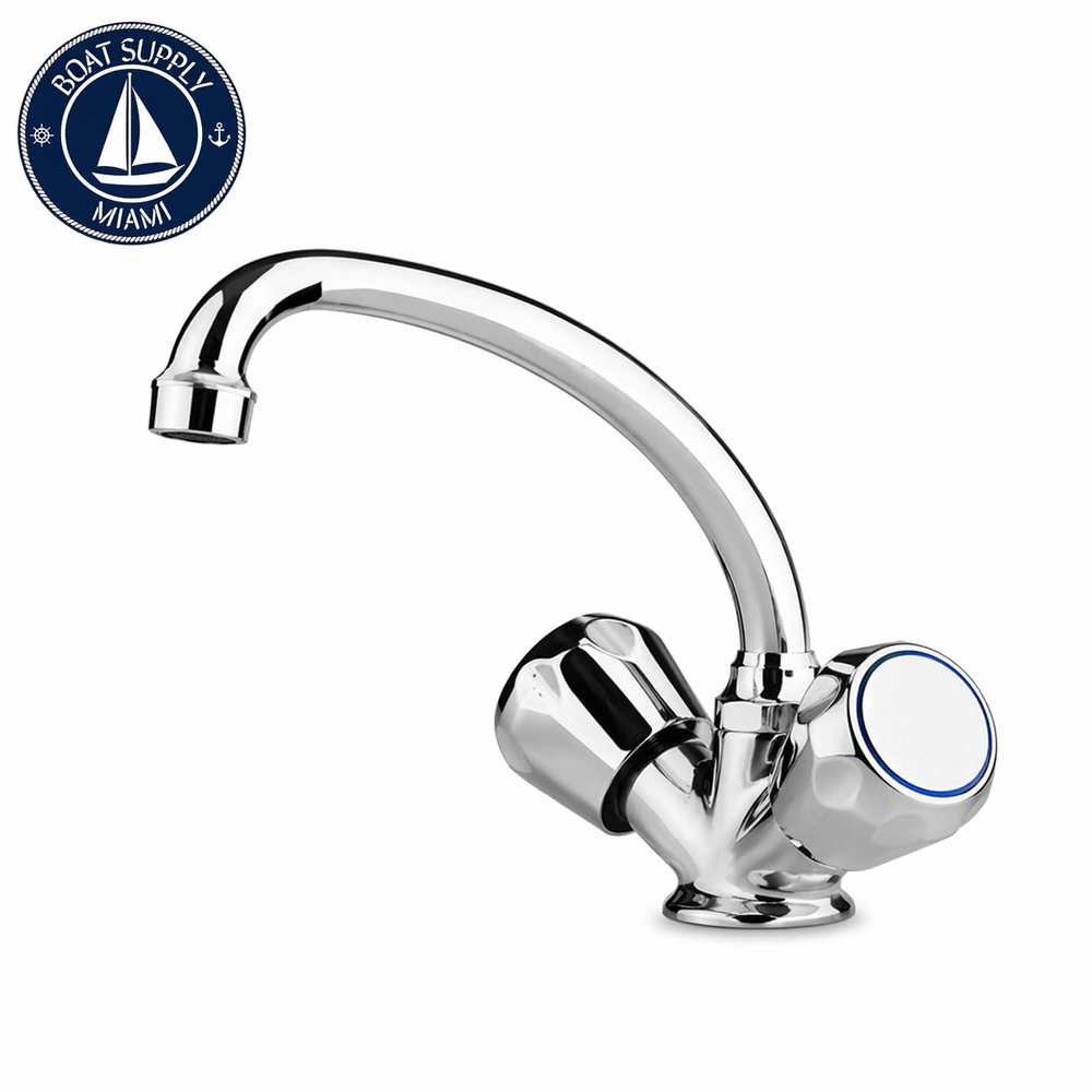 Scandvik 10438P Chrome Plated Brass Galley Mixer With High-Reach Swivel Spout, Standard Knob | Mezcladora Marina para Galley Scandvik 10438P