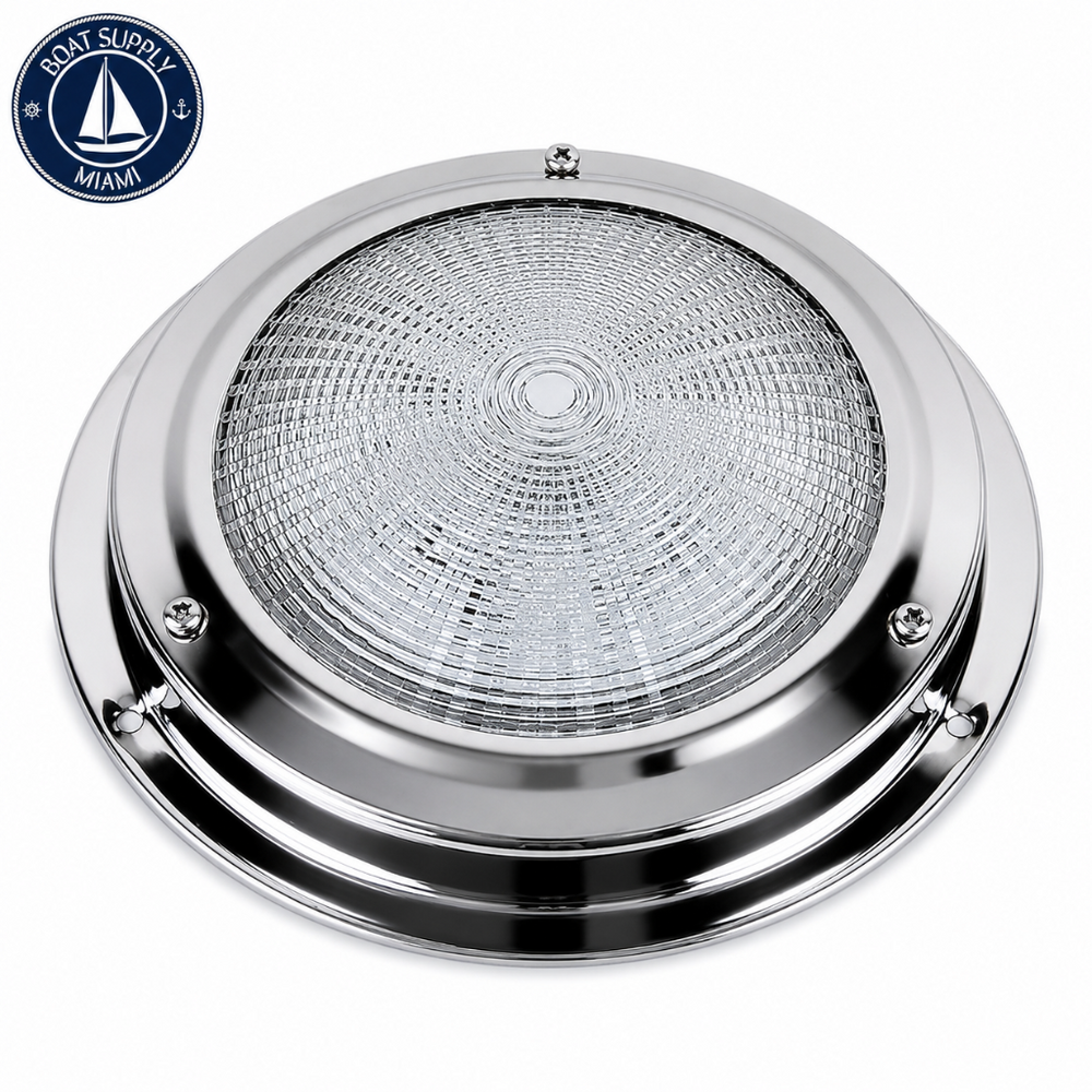 Scandvik 41324P LED Dome Light Stainless Steel 5.5 in 12V | Luz LED de Domo Acero Inoxidable 5.5 pulg. 12V Scandvik 41324P