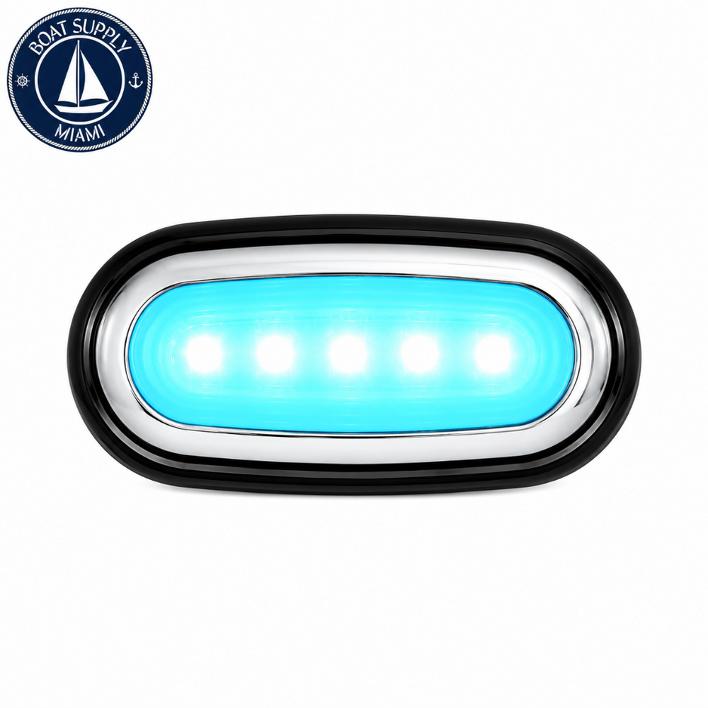 Scandvik 41362P O-5 Surface Mount LED Courtesy Light 316 Stainless Steel Blue | O-5 Montaje Superficial Luz LED de Cortesía 316 Acero Inoxidable Azul Scandvik 41362P