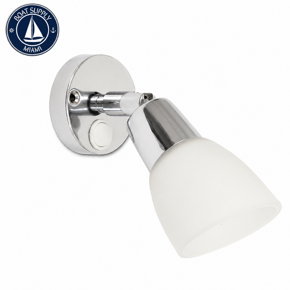 Scandvik 41365 LED Reading Light Chrome with Glass Shade | Luz LED de Lectura Cromado with Glass Shade Scandvik 41365
