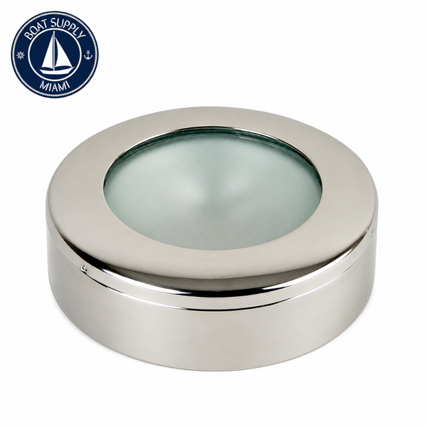 Scandvik 41373P A3 LED Ceiling Light Flush/Surface Mount Stainless Steel Warm White | A3 LED Ceiling Luz Flush/Montaje Superficial Acero Inoxidable Blanco Cálido Scandvik 41373P