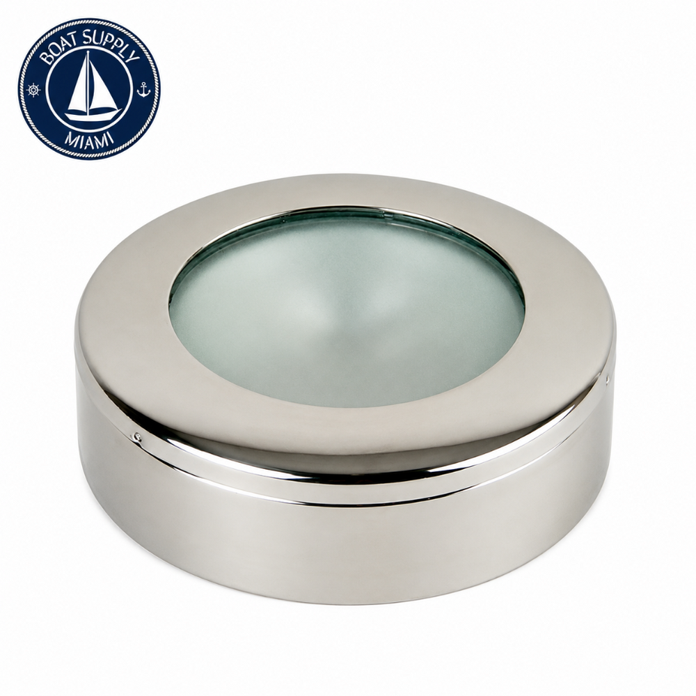Scandvik 41373P A3 LED Ceiling Light Flush/Surface Mount Stainless Steel Warm White | A3 LED Ceiling Luz Flush/Montaje Superficial Acero Inoxidable Blanco Cálido Scandvik 41373P
