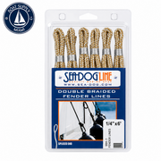 Sea-Dog 302106006G/W-1 Double Braided Nylon Fender Line 2-Pack 1/4" x 6' Gold/White | Línea para Defensa de Nylon Doble Trenzado Paquete de 2 1/4" x 6' Dorada/Blanca