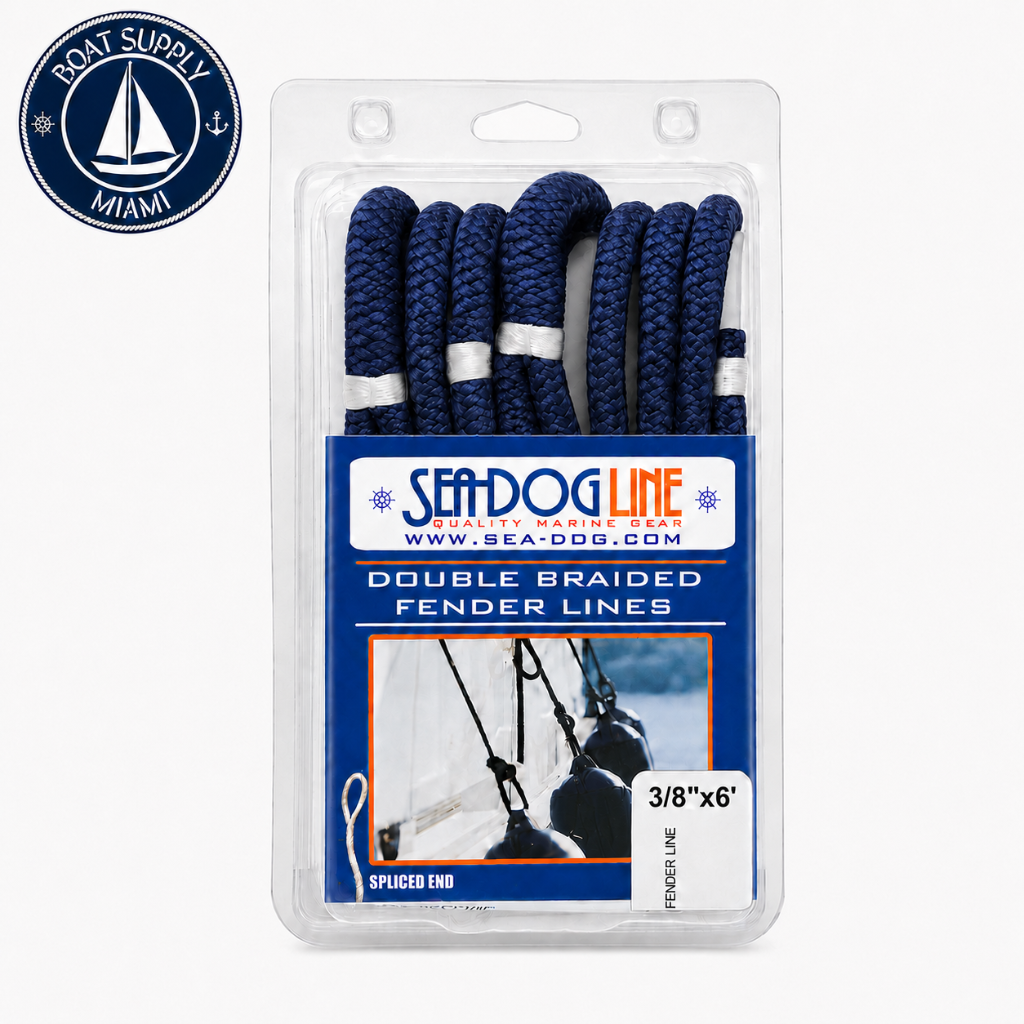 Sea-Dog 302110006NV-1 Double Braided Nylon Fender Line 2-Pack 3/8" x 6' | Línea para Defensa de Nylon Doble Trenzado Paquete de 2 3/8" x 6'