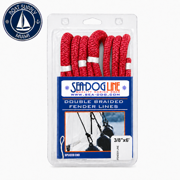 Sea-Dog 302110006RD-1 Double Braided Nylon Fender Line 2-Pack 3/8" x 6' | Línea para Defensa de Nylon Doble Trenzado Paquete de 2 3/8" x 6'
