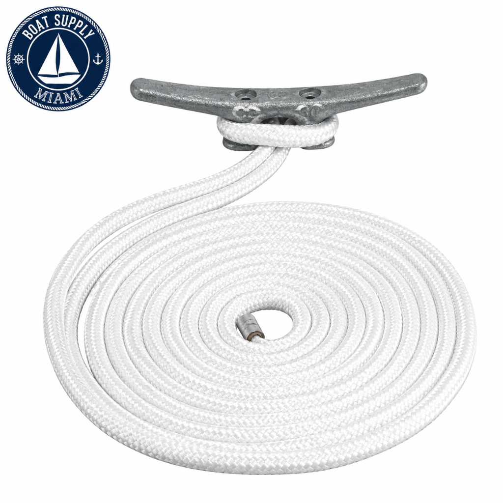 Sea-Dog 302112025WH-1 Premium Double Braided Nylon Dock Line 1/2" x 25' White | Línea de Amarre Nylon Doble Trenzado Premium Sea-Dog 1/2" x 25' Blanca