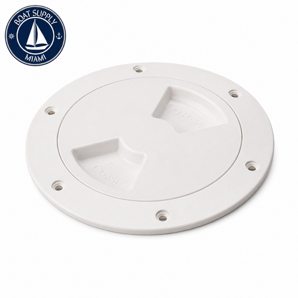 Sea-Dog 336360-1 Quarter-Turn Deck Plate with Internal Collar 6-1/2...Tapa de Inspección Marina Quarter-Turn con Collar Interno 6-1/2" Smooth Blanca Sea-Dog 336360-1
