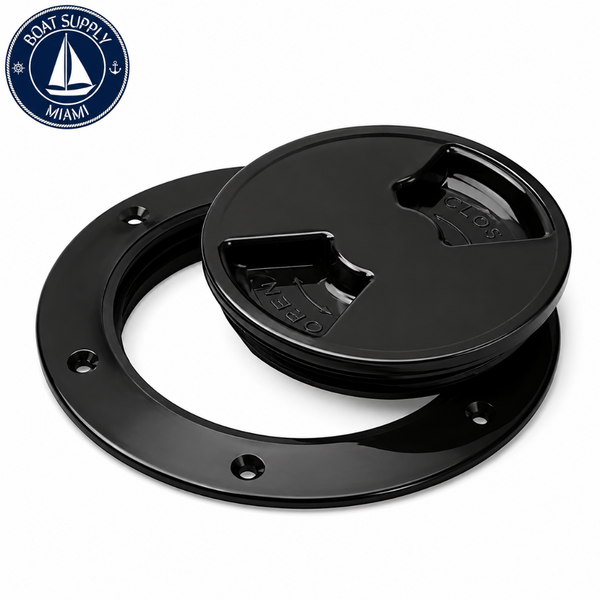 Sea-Dog 336385-1 Quarter-Turn Deck Plate with Internal Collar 8-5/1... Tapa de Inspección Marina Quarter-Turn con Collar Interno 8-5/16" Smooth Negra Sea-Dog 336385-1