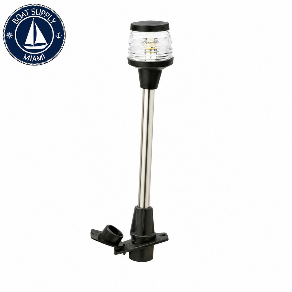 Seachoice 50-02941 LED All-Round Light 24 in Stainless Steel Tubing with Black Locking Base | Luz LED Todo Horizonte de 24 pulgadas con Tubo de Acero Inoxidable y Base Negra Seachoice 50-02941