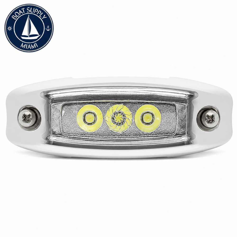 Seachoice 50-03571 Water Dragon With Stainless Steel Cov 3 LED Whitee | Agua Dragon With Acero Inoxidable Cov 3 LED Whitee Blanca Acero Inoxidable Seachoice 50-03571