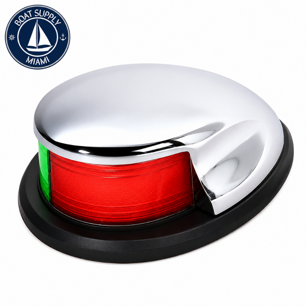 Seachoice 50-04921 Chrome Plated Zamak Bi-Color Bow Light 2NM | Luz de Proa Bicolor de Zamak Cromado 2NM Seachoice 50-04921