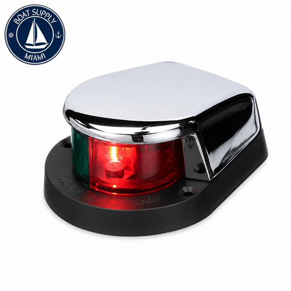 Seachoice 50-05011 Chrome Plated Zamak Bi-Color Bow Light | Luz de Proa Bicolor de Zamak Cromado Seachoice 50-05011