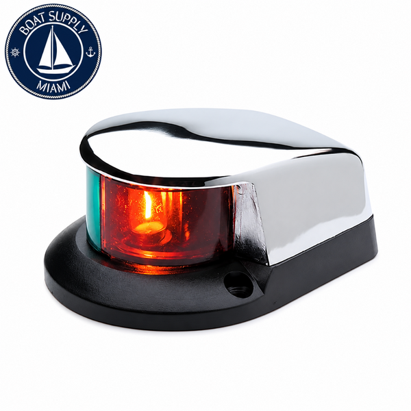 Seachoice 50-05021 Chrome Plated Zamak Bi-Color Bow Light | Luz de Proa Bicolor de Zamak Cromado Seachoice 50-05021