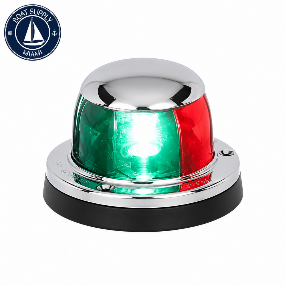 Seachoice 50-05031 Chrome Brass Bi-Color Bow Light | Luz de Proa Bicolor de Latón Cromado Seachoice 50-05031