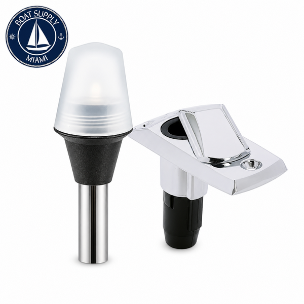 Seachoice 50-05571 All-Round White Stow-A-Way Light with Base 24-1/8 in | Luz Blanca Todo Horizonte Stow-A-Way con Base de 24-1/8 pulgadas Seachoice 50-05571