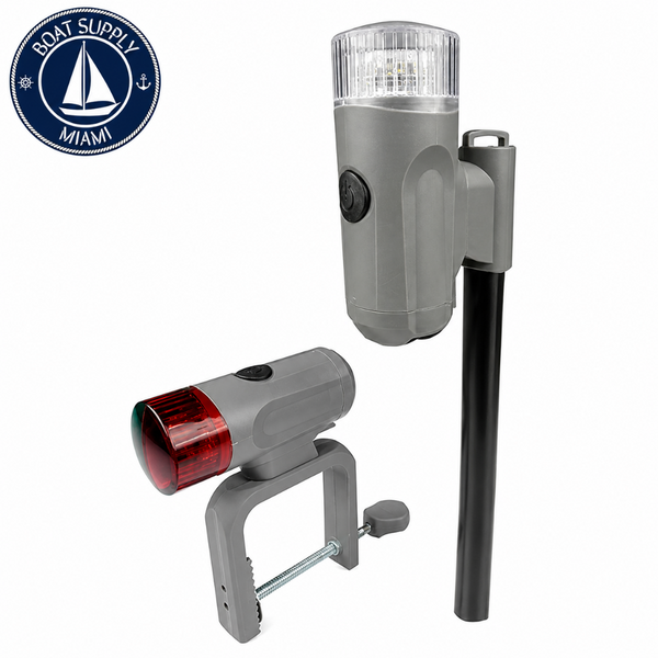 Seachoice 50-06261 LED Portable Battery Operated Navigation Light Kit with C-Clamp | Kit de Luces LED Portátiles de Navegación a Batería con Abrazadera C Seachoice 50-06261