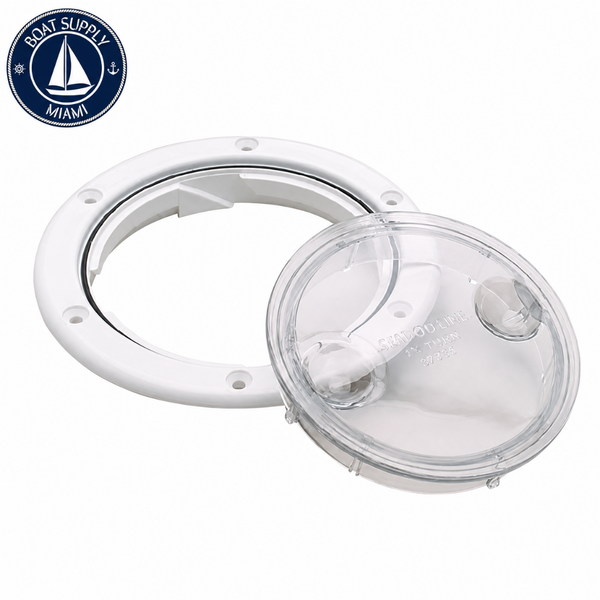 Seachoice 50-39401 Twist 'N' Lock Deck Plate 6-1/2" White w/Clear I Tapa de Inspección Marina Twist 'N' Lock 6-1/2" Blanca con Inserto Transparente Seachoice 50-39401