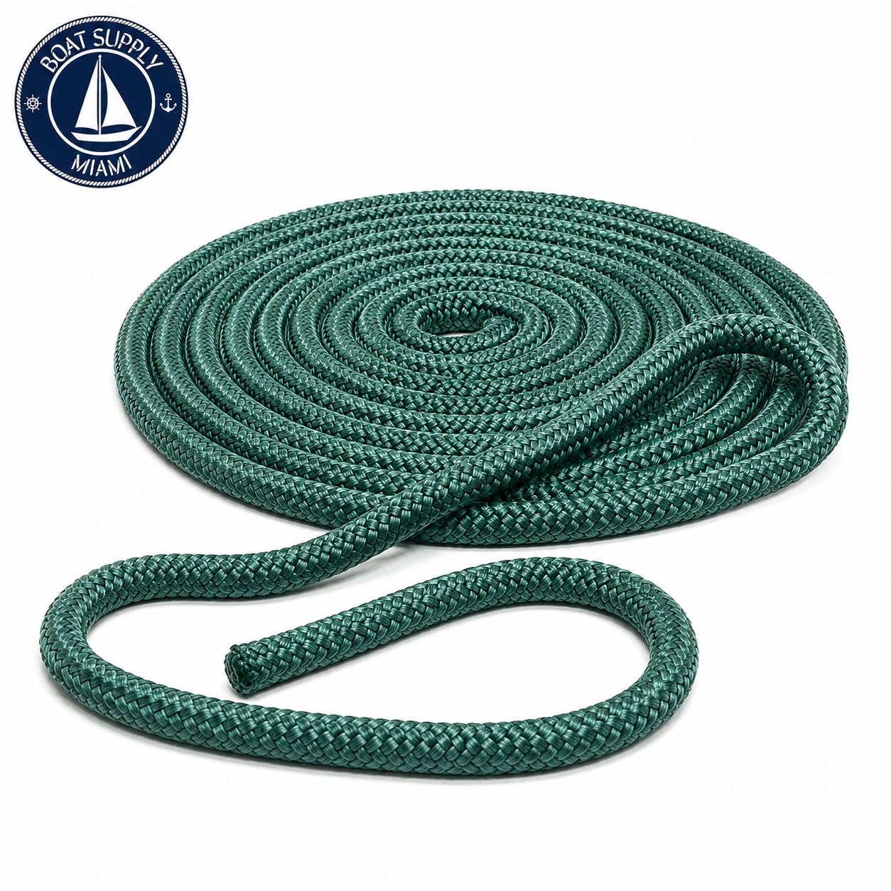 Seachoice 50-39701 Double Braid Nylon Dock Line 1/2" x 15' Forest Green | Línea de Amarre Nylon Doble Trenzado 1/2" x 15' Verde Forestal