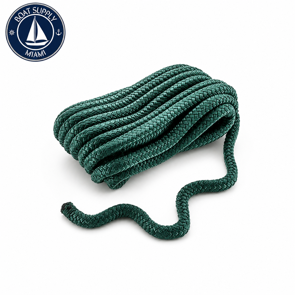 Seachoice 50-39711 Double Braid Nylon Dock Line 1/2" x 20' Forest Green | Línea de Amarre Nylon Doble Trenzado 1/2" x 20' Verde Forestal