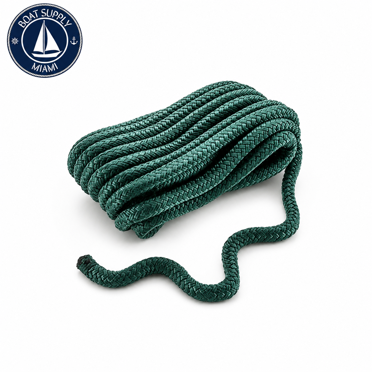 Seachoice 50-39711 Double Braid Nylon Dock Line 1/2" x 20' Forest Green | Línea de Amarre Nylon Doble Trenzado 1/2" x 20' Verde Forestal