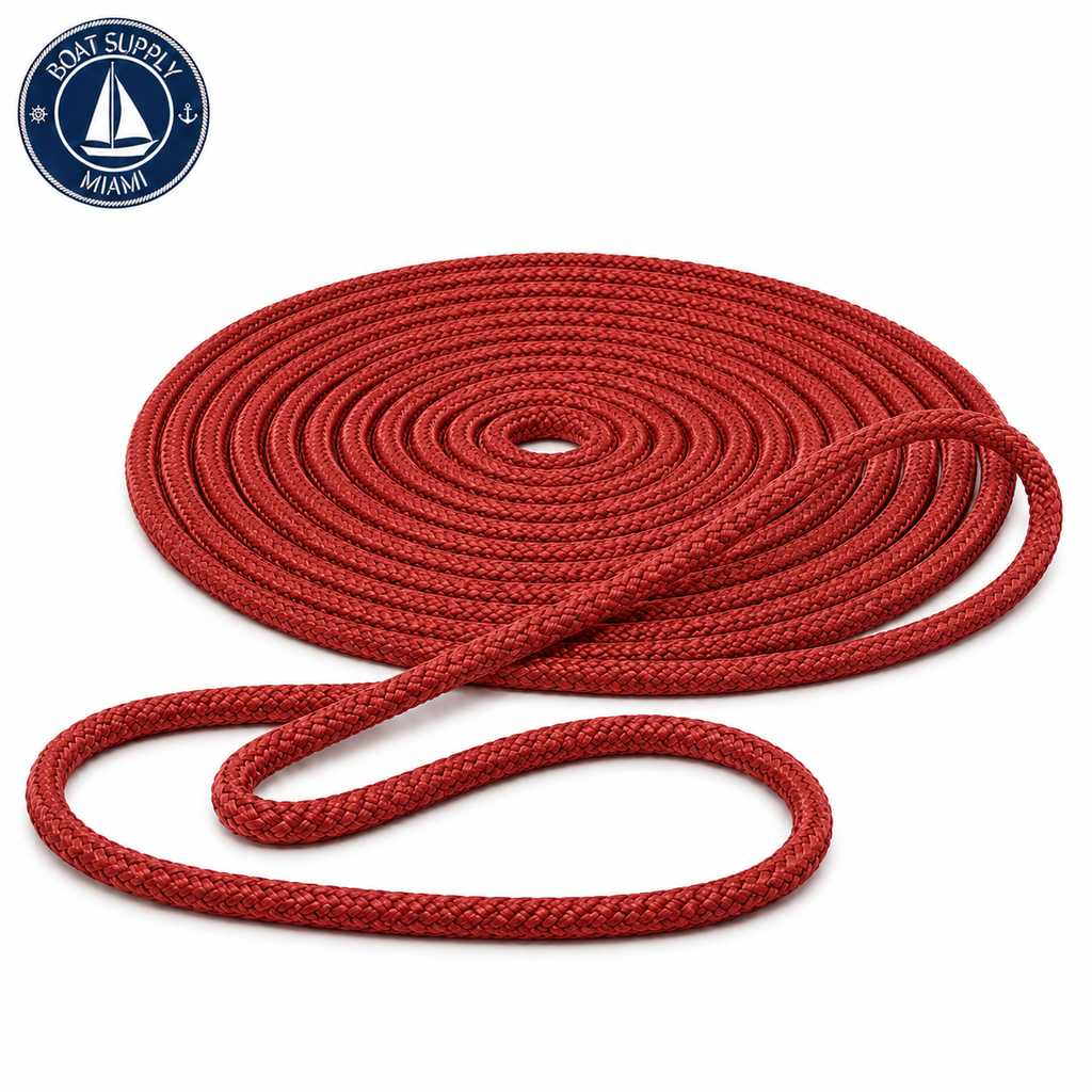 Seachoice 50-39731 Double Braid Nylon Dock Line 3/8" x 20' Red | Línea de Amarre Nylon Doble Trenzado 3/8" x 20' Roja..png