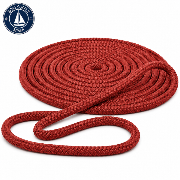 Seachoice 50-39741 Double Braid Nylon Dock Line 1/2" x 15' Red | Línea de Amarre Nylon Doble Trenzado 1/2" x 15' Roja