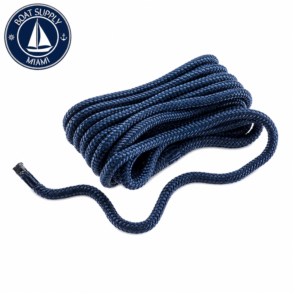 Seachoice 50-39821 Double Braid Nylon Dock Line 5/8" x 25' Navy | Línea de Amarre Nylon Doble Trenzado 5/8" x 25' Azul Marino