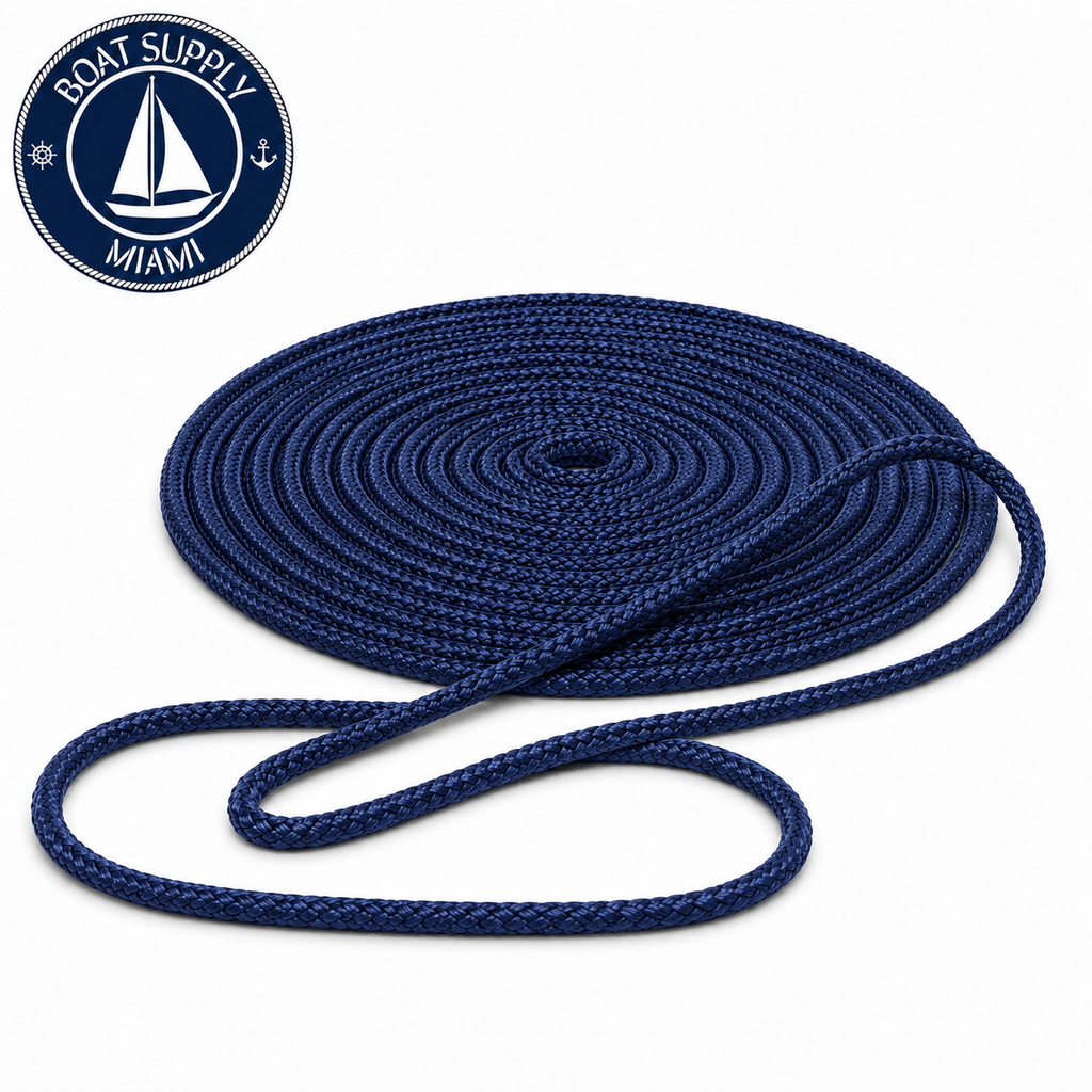 Seachoice 50-39821 Double Braid Nylon Dock Line 5/8" x 25' Navy | Línea de Amarre Nylon Doble Trenzado 5/8" x 25' Azul Marino