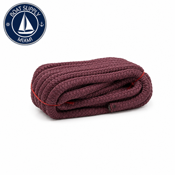 Seachoice 50-39951 Double Braid Nylon Dock Line 1/2" x 15' Burgundy | Línea de Amarre Nylon Doble Trenzado 1/2" x 15' Borgoña.png.png