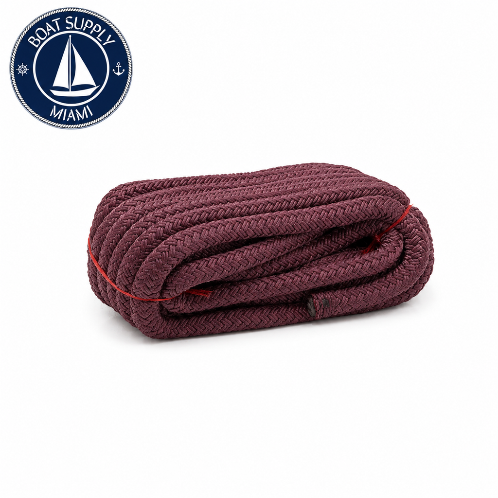 Seachoice 50-39951 Double Braid Nylon Dock Line 1/2" x 15' Burgundy | Línea de Amarre Nylon Doble Trenzado 1/2" x 15' Borgoña.png.png